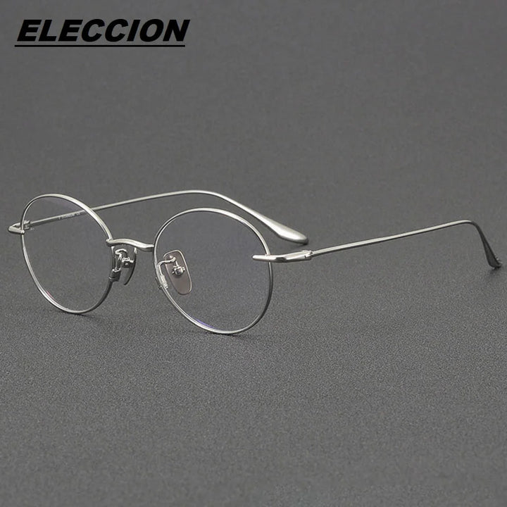 Eleccion Women's Full Rim Round Titanium Eyeglasses 24158 Full Rim Eleccion Silver CHINA