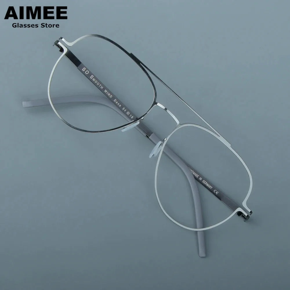 Aimee Unisex Full Rim Round Double Bridge Steel Eyeglasses 14657 Full Rim Aimee Gun-Grey  