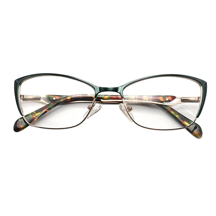 Laoyehui Women's Full Rim Square Cat Eye Alloy Reading Glasses 120036 Reading Glasses Laoyehui green +350 