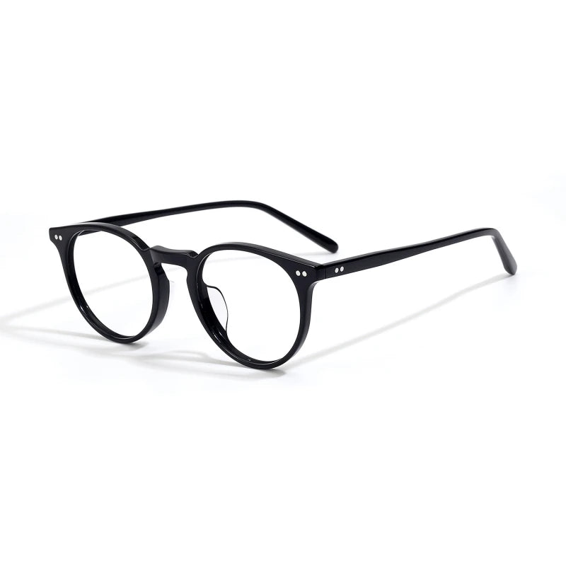 Black Mask Women's Full Rim Round Acetate Eyeglasses 48223 Full Rim Black Mask Black