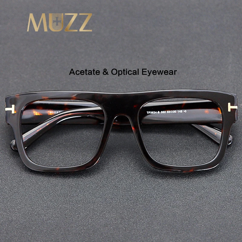 Muzz Unisex Full Rim Brow Line Square Acetate Eyeglasses 5634 Full Rim Muzz   