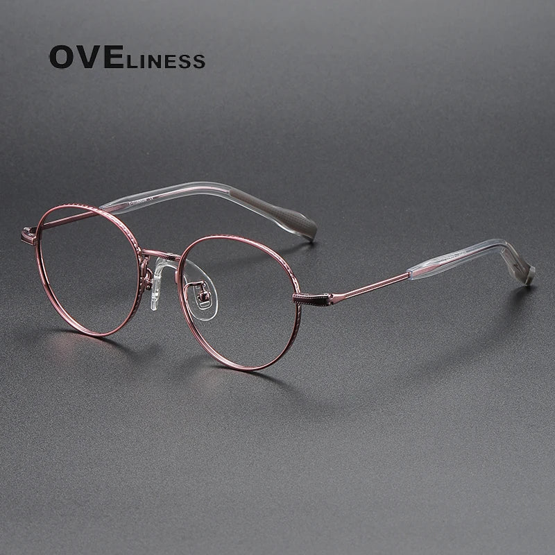 Oveliness Unisex Youth's Full Rim Round Titanium Eyeglasses 80939 Full Rim Oveliness pink  