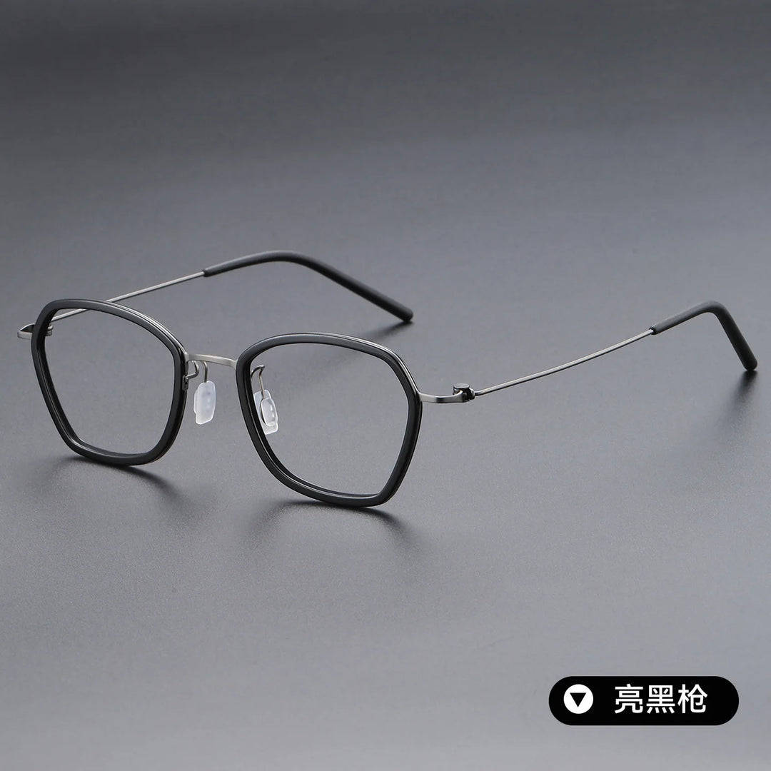 Bclear Unisex Full Rim Polygon Oval Acetate Titanium Eyeglasses 639851