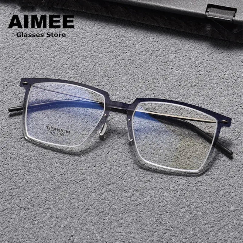 Aimee Unisex Full Rim Square Titanium Acetate Eyeglasses 776577 FuzWeb