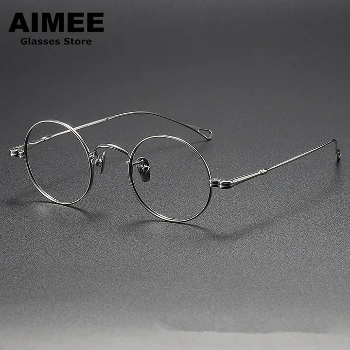 Aimee Unisex Full Rim Round Titanium Eyeglasses 5005 Full Rim Aimee Silver  