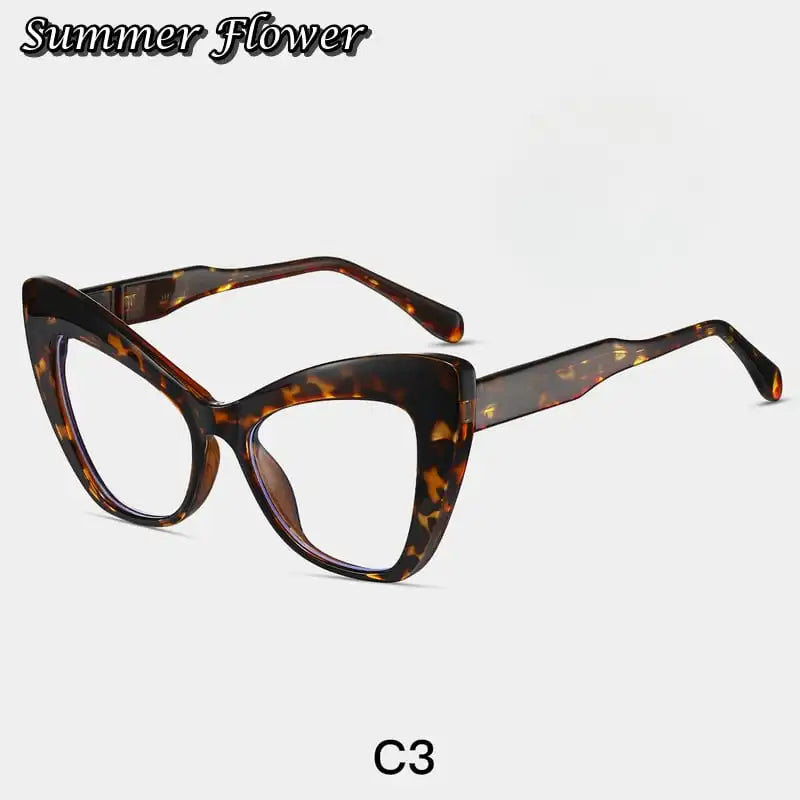 Summer Flower Women's Full Rim Square Cat Eye Tr 90 Titanium Eyeglasses 87289