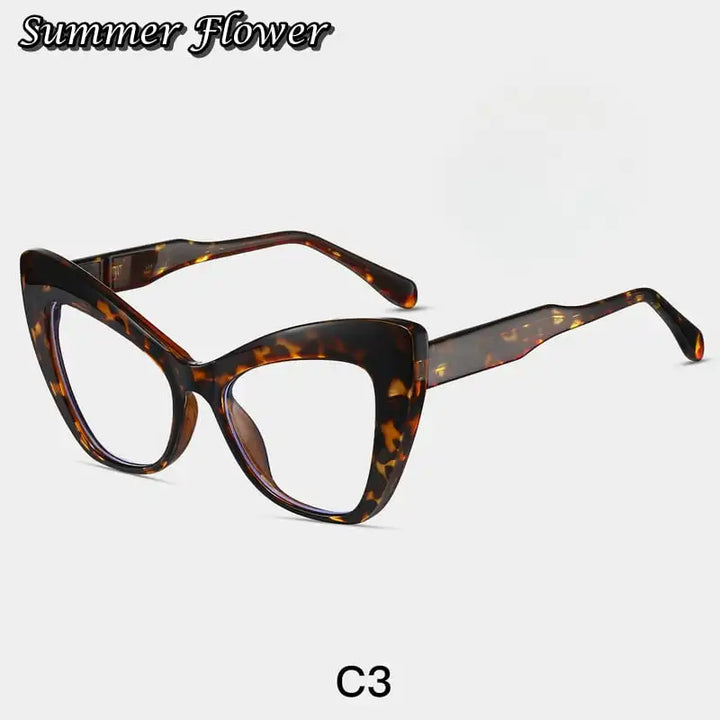 Summer Flower Women's Full Rim Square Cat Eye Tr 90 Titanium Eyeglasses 87289