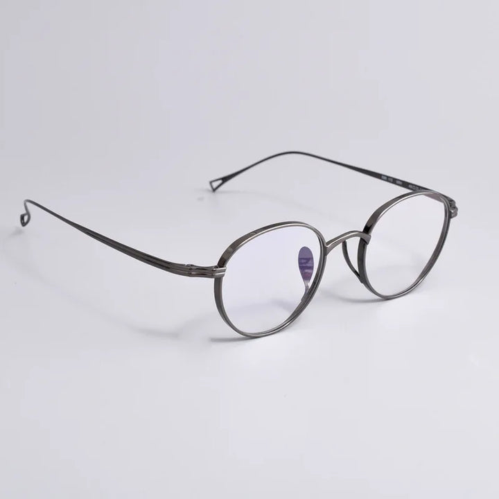 Black Mask Unisex Full Rim Round Titanium Eyeglasses BM-KN113