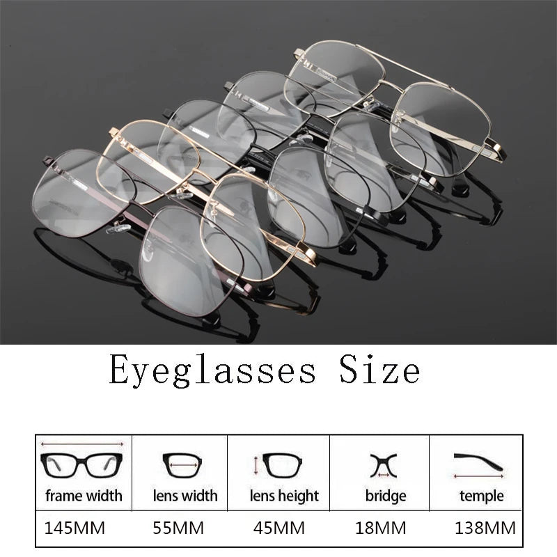 Hdcrafter Men's Full Rim Square Double Bridge Titanium Eyeglasses 72256