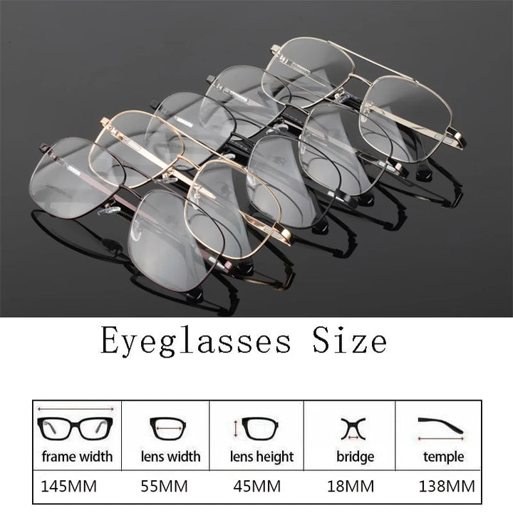 Hdcrafter Men's Full Rim Square Double Bridge Titanium Eyeglasses 72256