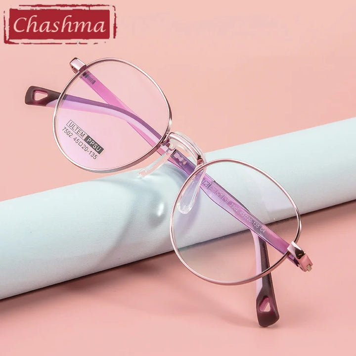 Chashma Ottica Unisex Youth Full Rim Round Stainless Steel Eyeglasses 7502 Full Rim Chashma Ottica   