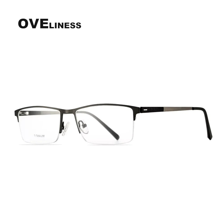 Oveliness Men's Semi Rim Square Titanium Alloy Eyeglasses 8839 Semi Rim Oveliness gun  