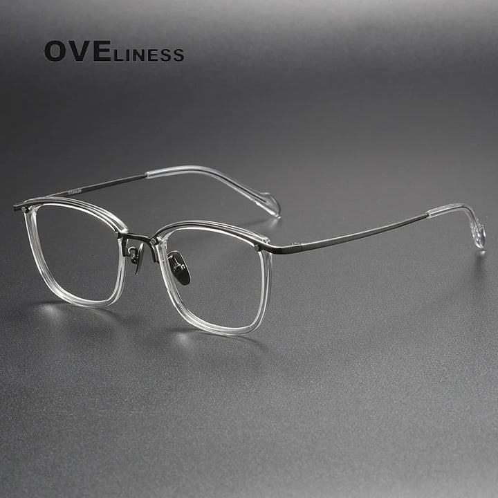 Oveliness Women's Full Rim Square Acetate Titanium Eyeglasses 360053