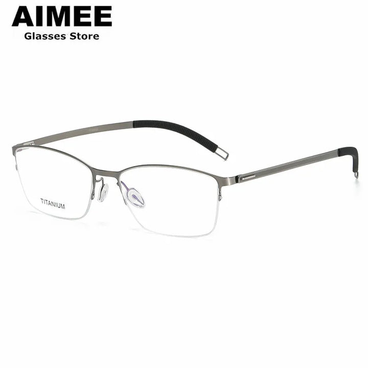 Aimee Unisex Semi Rim Square Screwless Titanium Eyeglasses 25119 Semi Rim Aimee   