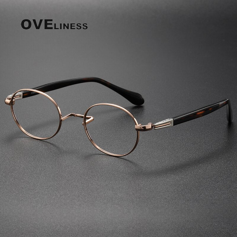 Oveliness Unisex Full Rim Oval Acetate Titanium Eyeglasses Ks119 Full Rim Oveliness rose gold  