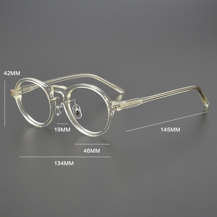 Gatenac Unisex Full Rim Round Acetate Eyeglasses Gxyj1043 Full Rim Gatenac   