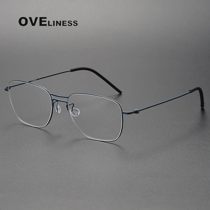 Oveliness Unisex Full Rim Square Double Bridge Titanium Eyeglasses O5524 Full Rim Oveliness blue  