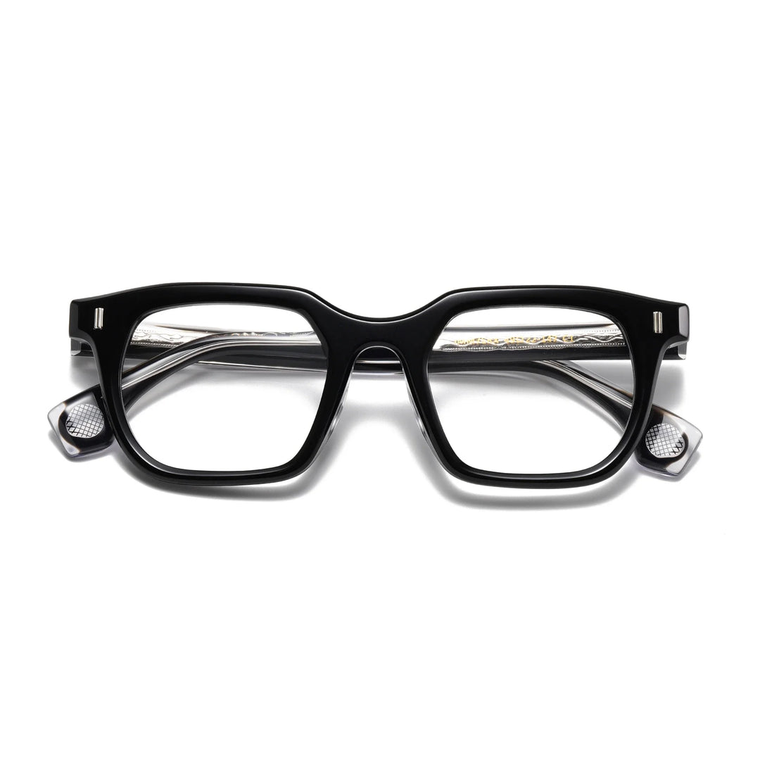 Aror Unisex Full Rim Square Brow Line Acetate Eyeglasses 94751 Full Rim Aror black