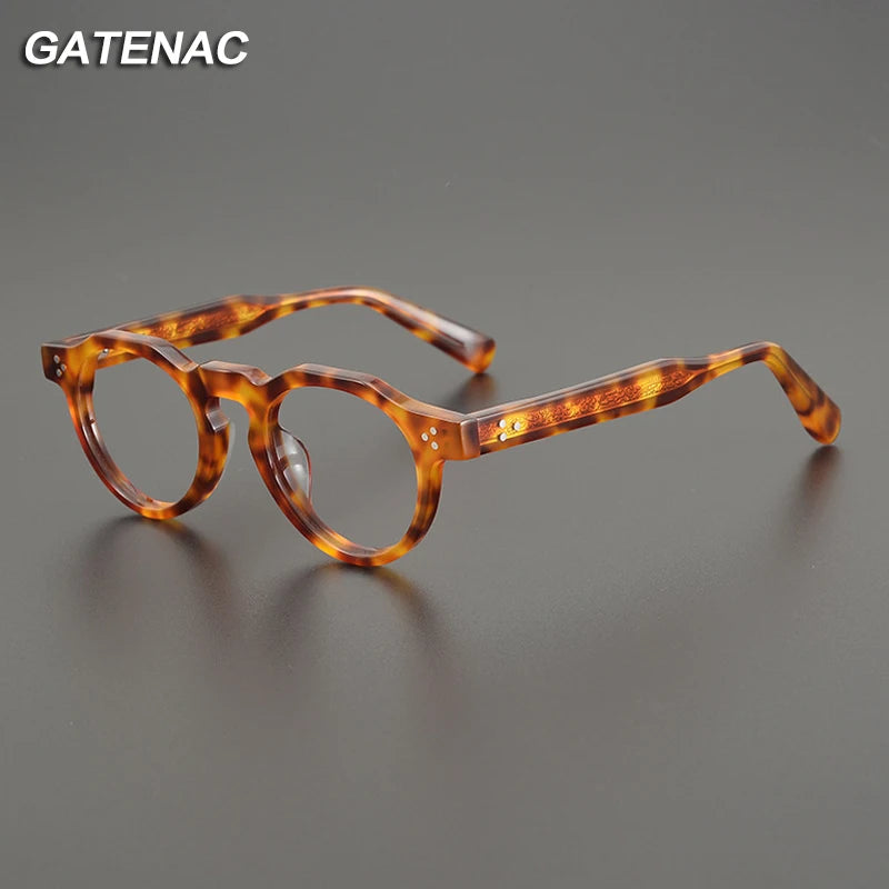 Gatenac Unisex Full Rim Round Acetate Eyeglasses Gxyj1164 Full Rim Gatenac   