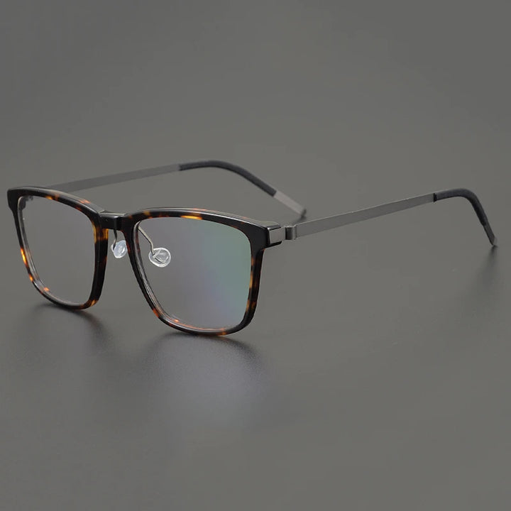 Black Mask Unisex Full Rim Square Titanium Eyeglasses 1260 Full Rim Black Mask Tortoise  