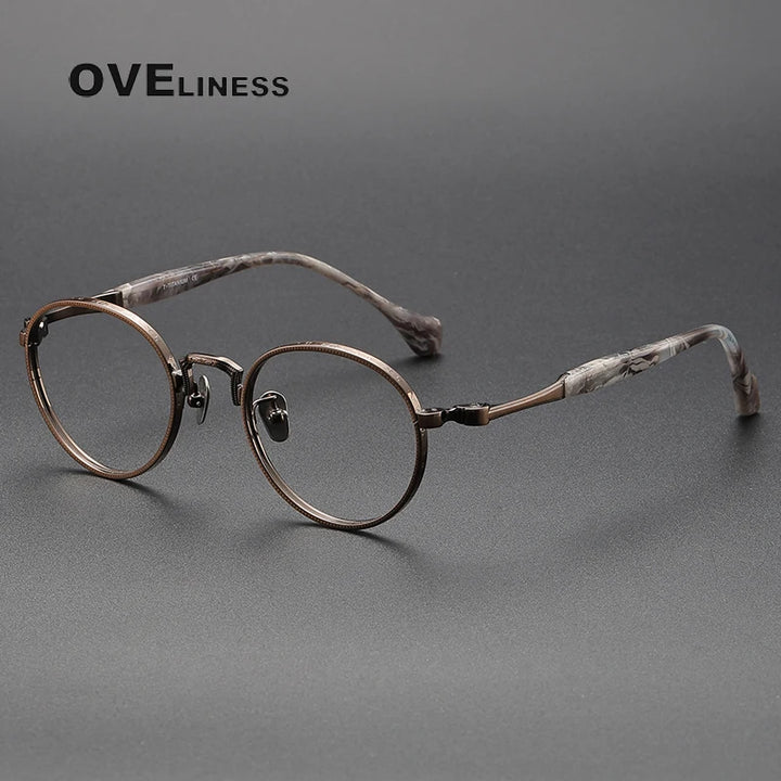 Oveliness Unisex Full Rim Round Titanium Eyeglasses O80867 Full Rim Oveliness bronze  