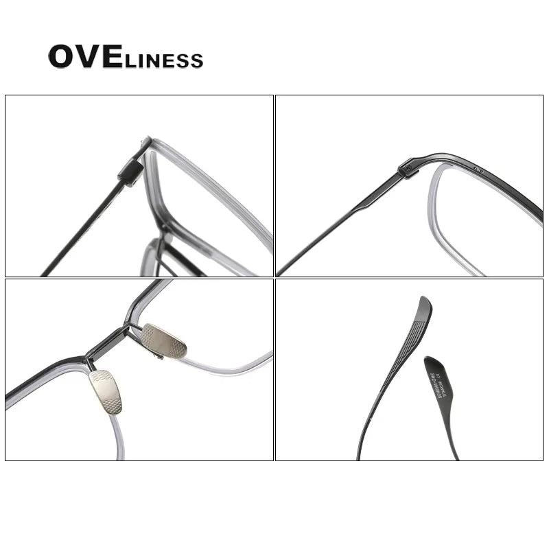 Oveliness Unisex Full Rim Square Titanium Acetate Eyeglasses 42106 Full Rim Oveliness   