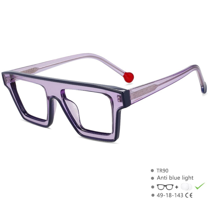 CCspace Unisex Full Rim Rectangle Cat Eye Acetate Eyeglasses 56012 Full Rim CCspace Purple  