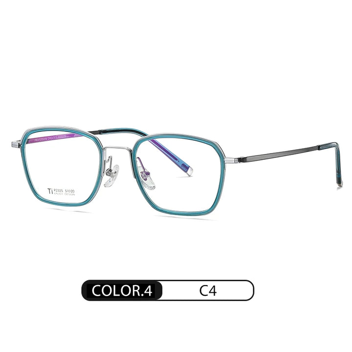 Reven Jate Unisex Full Rim Polygon Square Titanium Eyeglasses 72325
