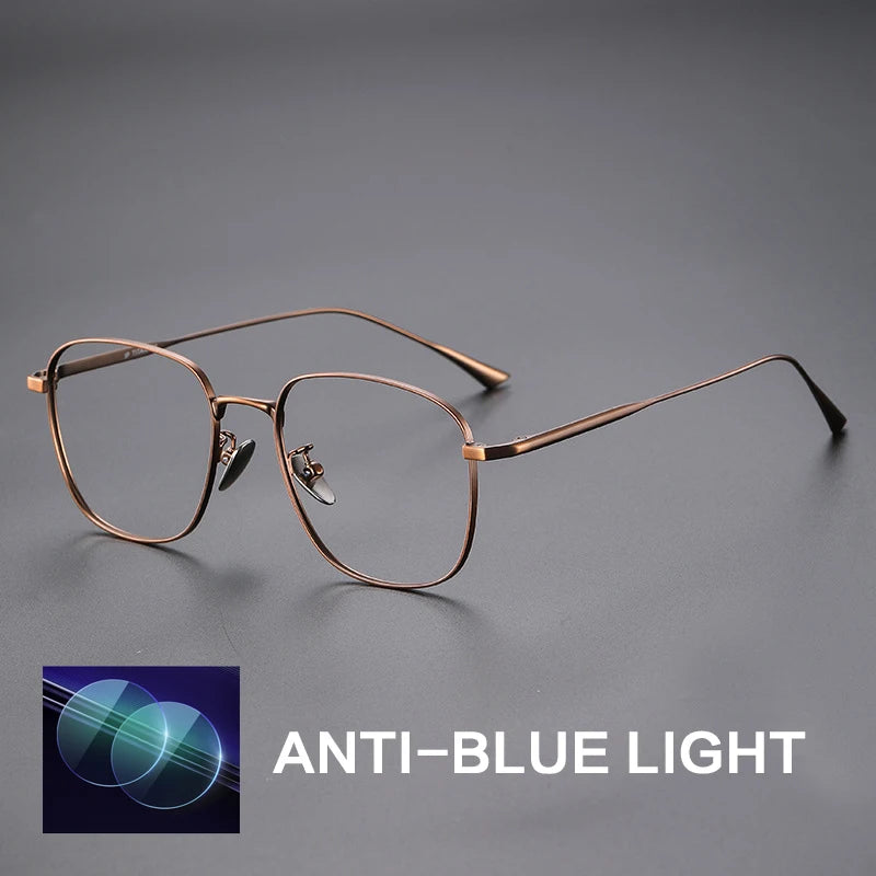 Gatenac Unisex Full Rim Polygon Titanium Photochromic Reading Glasses 531845