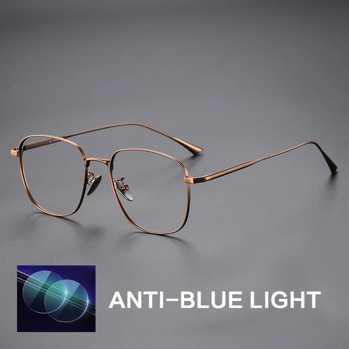 Gatenac Unisex Full Rim Polygon Titanium Photochromic Reading Glasses 531845