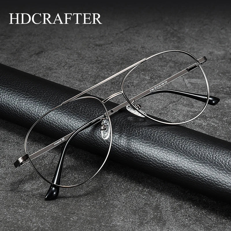 Hdcrafter Mens Full Rim Double Bridge Titanium Eyeglasses 2194 Full Rim Hdcrafter Eyeglasses   