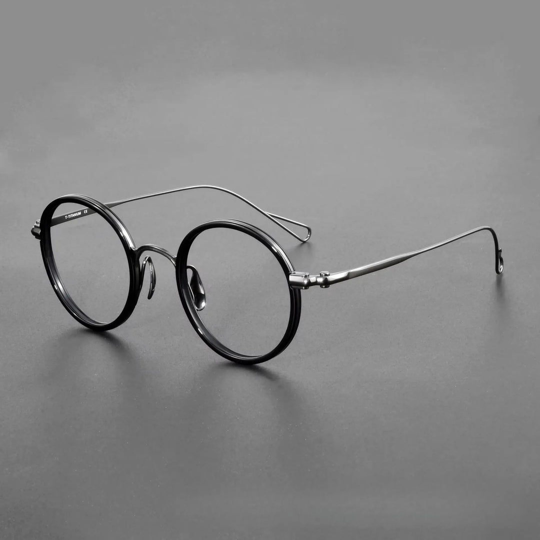 Oveliness Women's Full Rim Round Acetate Titanium Eyeglasses 369162