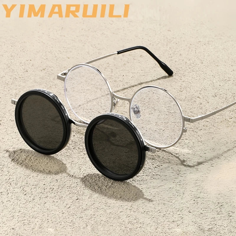 Yimaruili Unisex Full Rim Round Pure Titanium Eyeglasses 25009 — view 1 | Yimaruili at FuzWeb