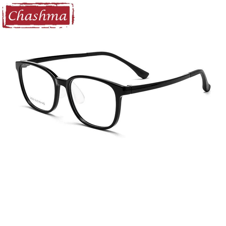 Chashma Ottica Unisex Youth Full Rim Square Tr 90 Titanium Eyeglasses 2606 Full Rim Chashma Ottica Black  