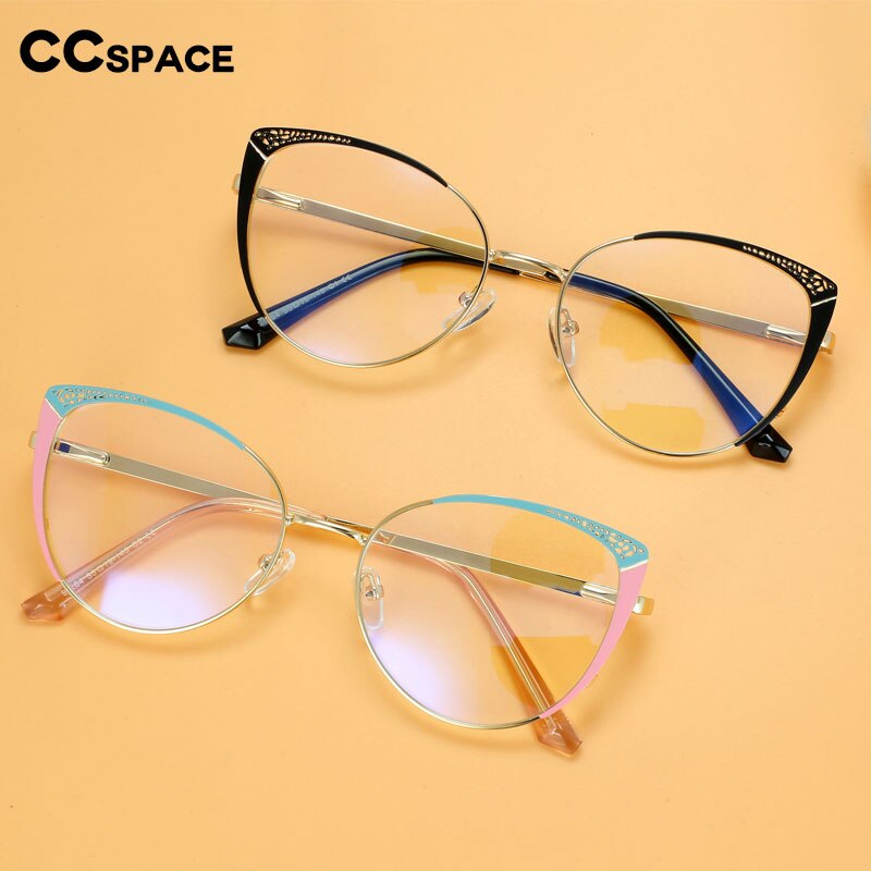 CCSpace Unisex Full Rim Square Cat Eye Alloy Eyeglasses 55892 Full Rim CCspace   