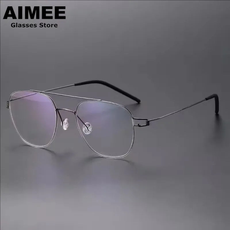 Aimee Unise Full Rim Square Double Bridge Titanium Eyeglasses 398201