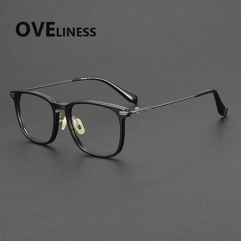 Oveliness Unisex Full Rim Big Square Acetate Titanium Eyeglasses 90003