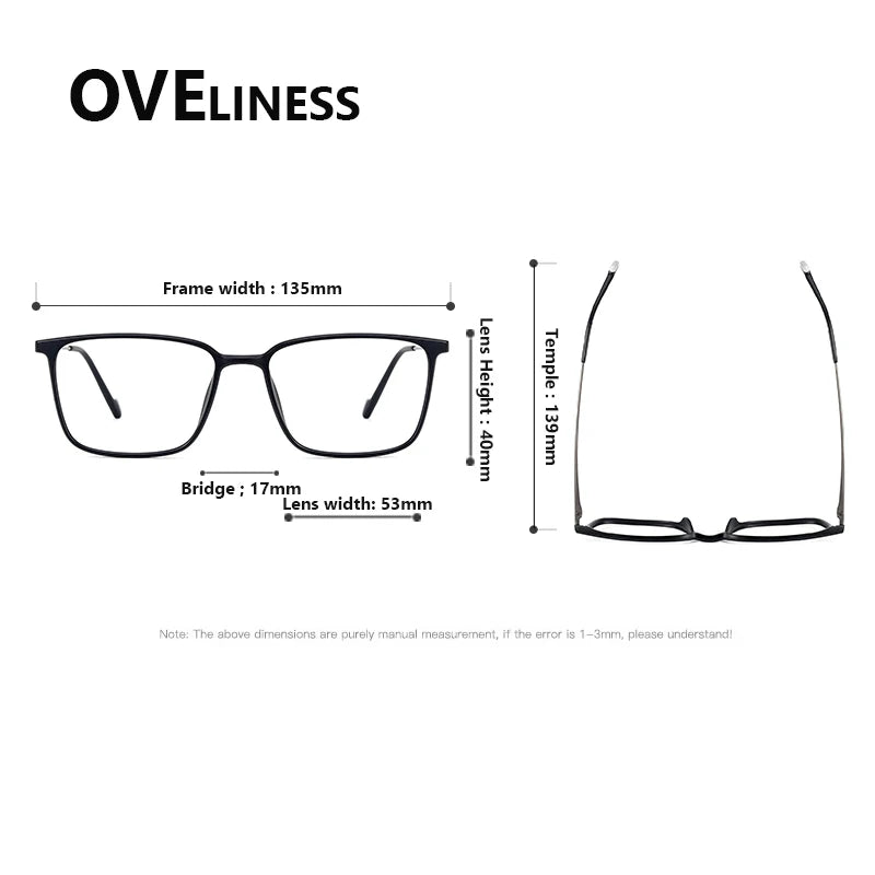 Oveliness Women's Full Rim Square Tr 90 Titanium Eyeglasses 92346 Full Rim Oveliness