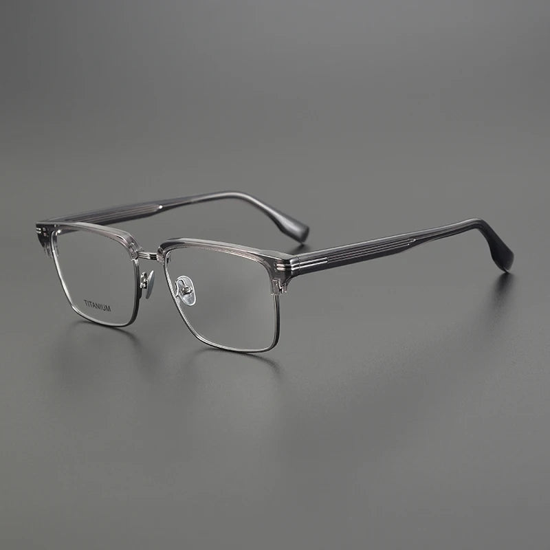 Nobler Unisex Semi Rim Square Titanium Acetate Eyeglasses 0518 Semi Rim Nobler   