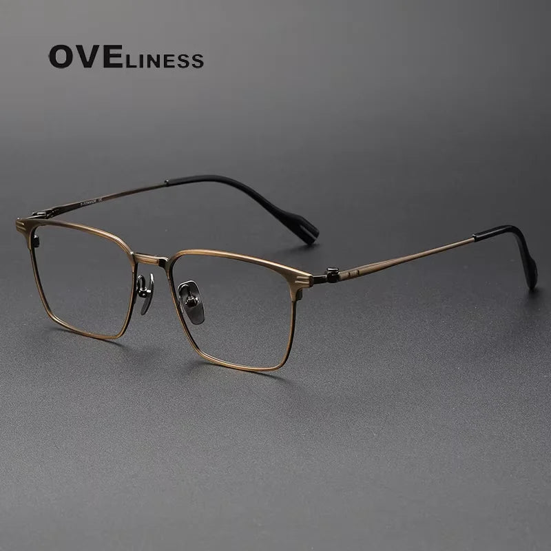 Oveliness Full Rim Square Titanium Acetate Eyeglasses 70801 Full Rim Oveliness bronze