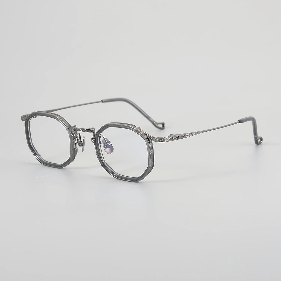 Aror Unisex Full Rim Polygon Acetate Titanium Eyeglasses 59214
