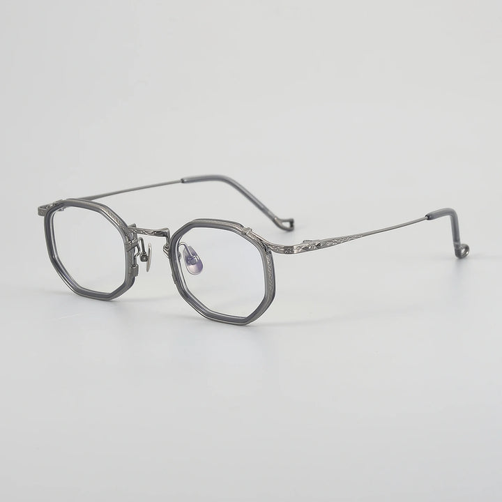 Aror Unisex Full Rim Polygon Acetate Titanium Eyeglasses 59214