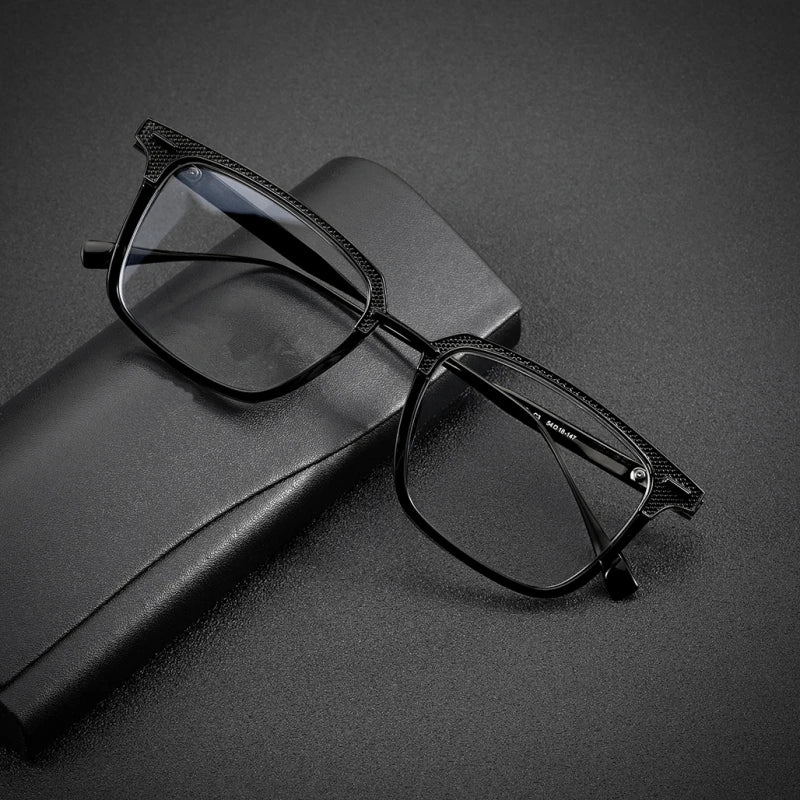 Black Mask Unisex Full Rim Square Titanium Eyeglasses D2085 Full Rim Black Mask   