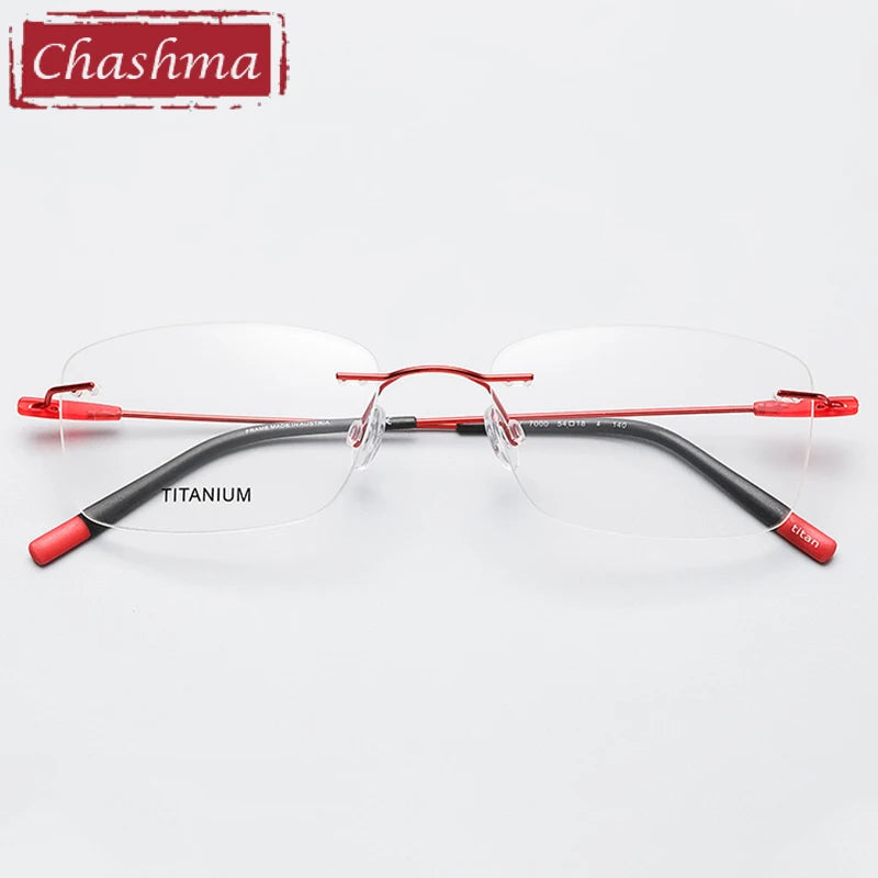 Chashma Unisex Rimless Square Titanium Eyeglasses 005 Rimless Chashma   