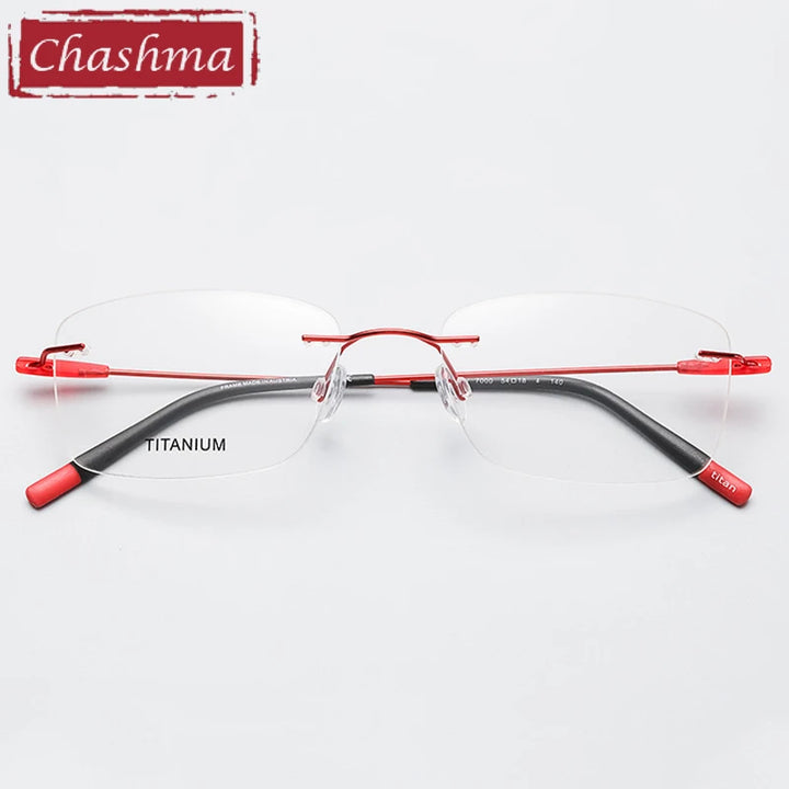 Chashma Unisex Rimless Square Titanium Eyeglasses 44105 Rimless Chashma   