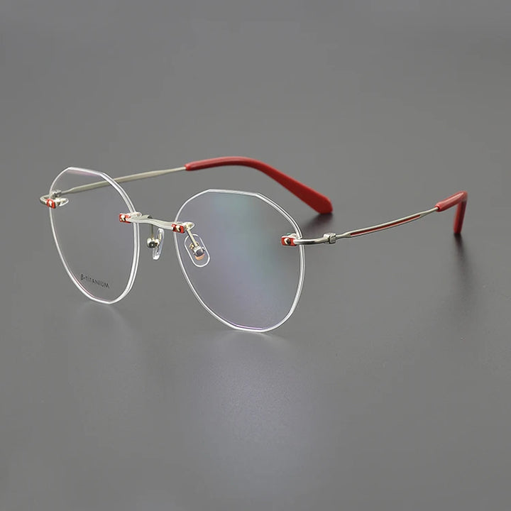 Nobler Unisex Rimless Flat Top Round Titanium Eyeglasses T074 Full Rim Nobler C2  