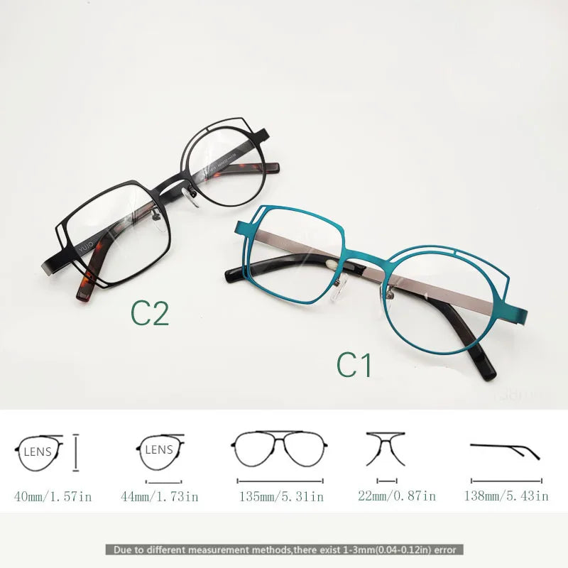 Yujo Women's Full Rim Irregular Square Round Alloy Eyeglasses 14128