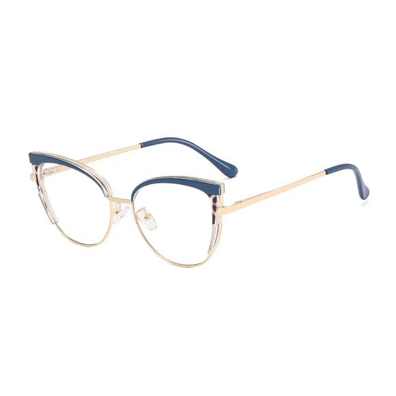 Ralferty Women's Full Rim Square Cat Eye Tr 90 Alloy Eyeglasses R7697 Full Rim Ralferty C4 Blue CHINA 