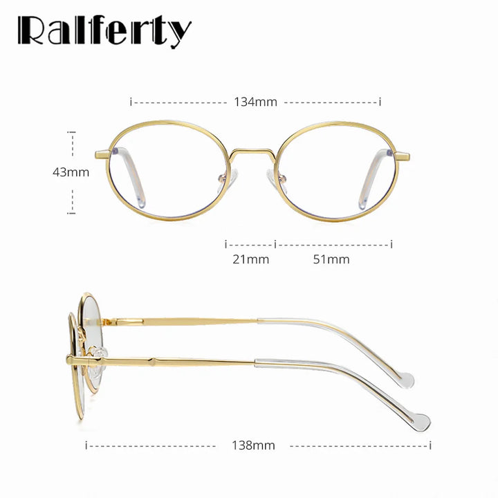 Ralfterty Women's Full Rim Oval Round Alloy Eyeglasses 883058