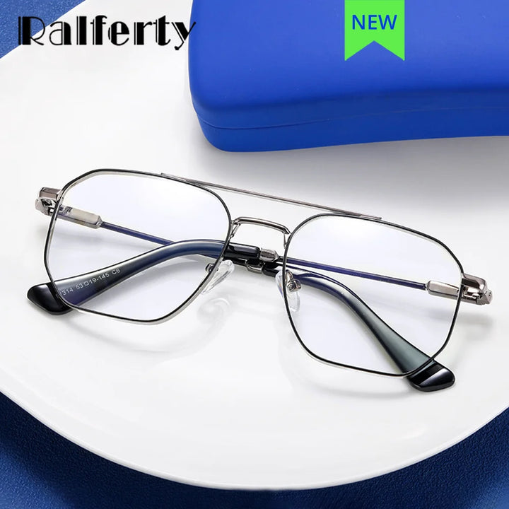 Ralferty Men's Full Rim Square Alloy Eyeglasses R91314 Full Rim Ralferty   